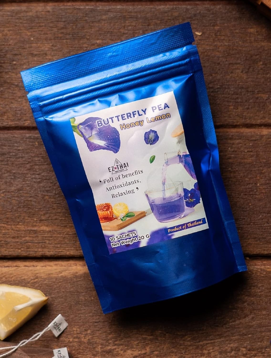 Family Share-6 Pack Hot Brew Butterfly Pea Honey Lemon 25 Bags 1.76oz Thai Tea