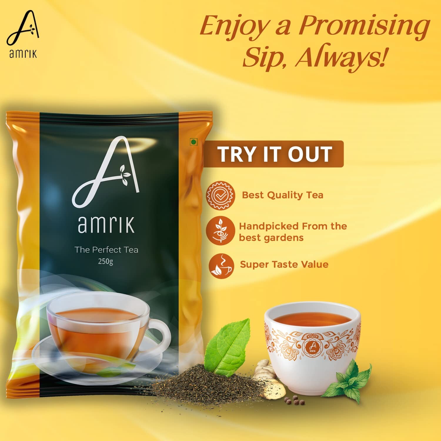 Amrik Premium tea with Aromatic long leaves | Rich & Strong Chai | 250gram