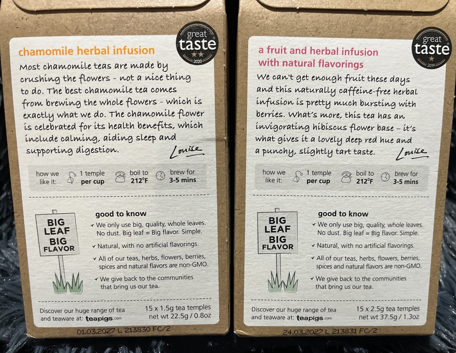5 Assorted Boxes Of Teapigs Temples (15/box) English, Chamomile & Super Fruit