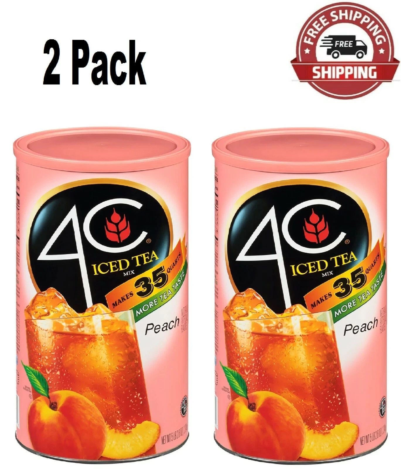 4C 35 QT Peach Iced Tea Mix Kosher, Gluten Free (82.6 oz.2.Pack) Free Shipping
