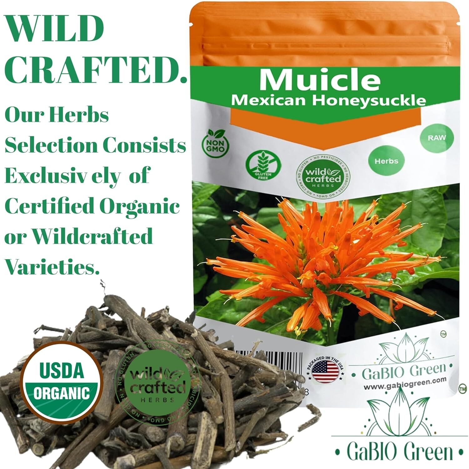 Muicle Mexican Honeysuckle Hierba tea 2 oz 100 % natural ,Gabio Green herbs (2 o