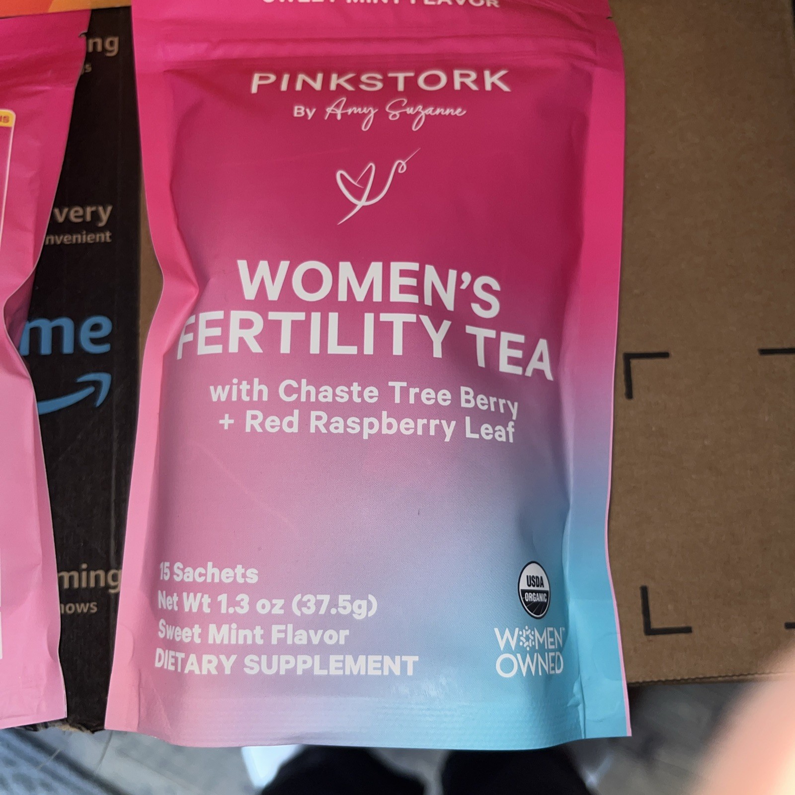 2 Pink Stork Organic Women Fertility Tea Sweet Mint Dietary Supplement Raspberry