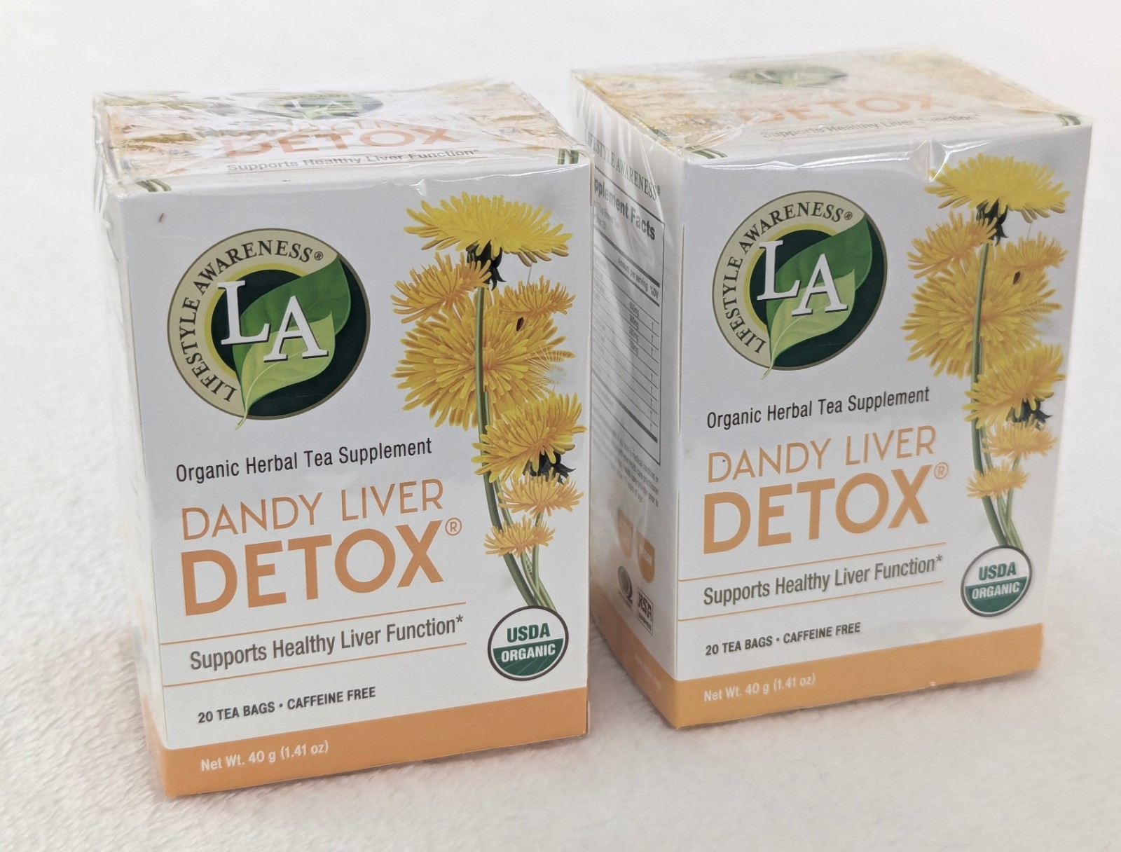 USDA Organic Dandelion Liver Detox Tea, 2 Boxes, 20 Count Each, Exp 10/27