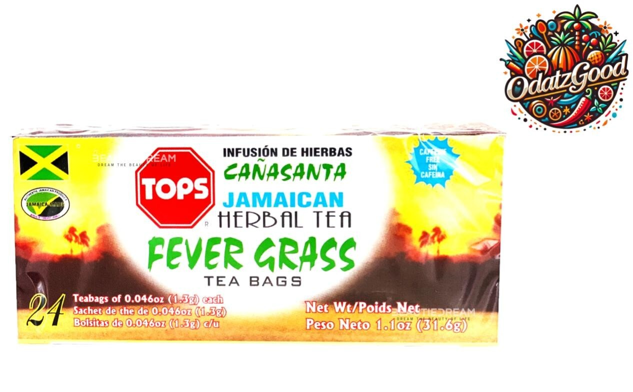 Tops Fever Grass Lemon Grass Tea | Herbal Tea | Product of Jamaica | 24 Tea Bags