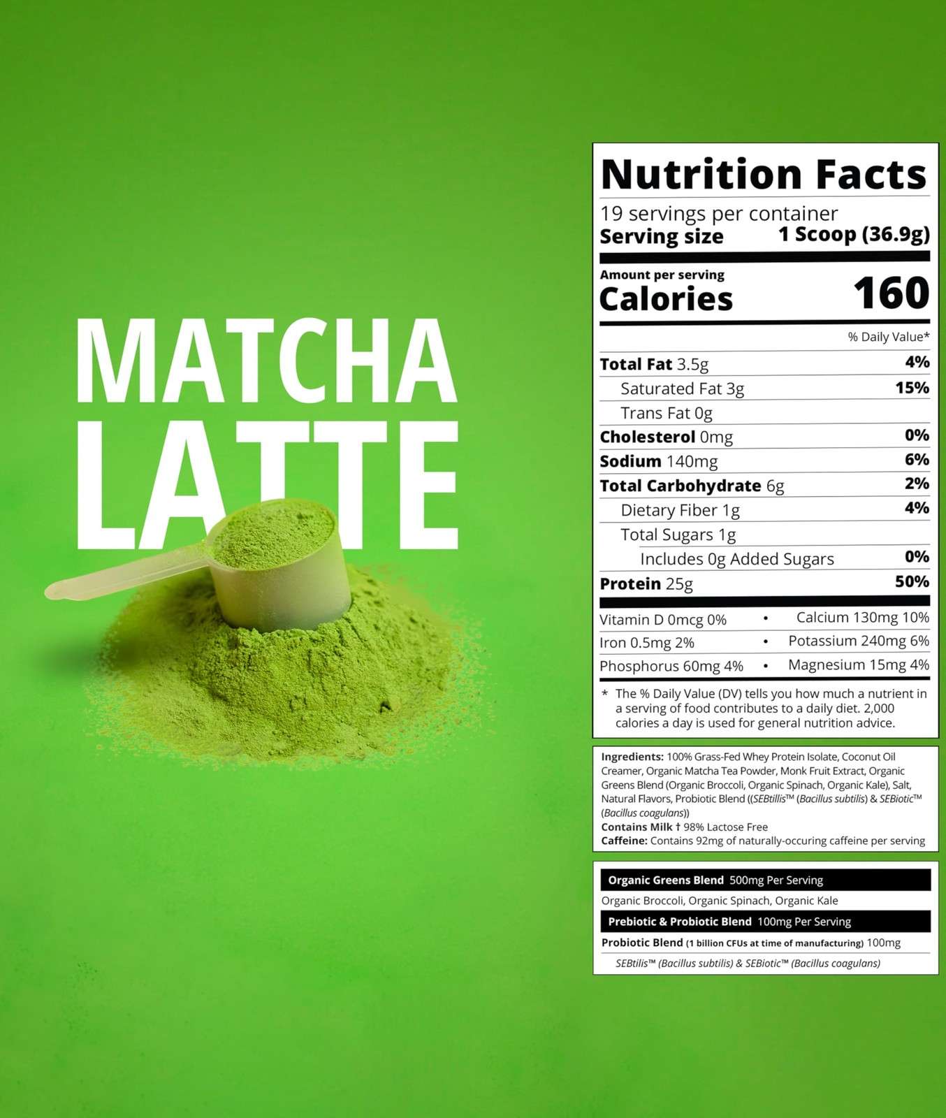 Boba Tea Protein Matcha Latte | 25g GrassFed Whey Protein Isolate Powder | Gl…