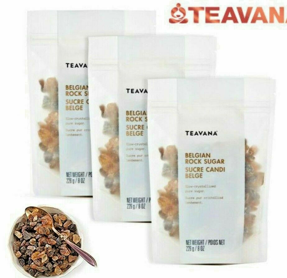 🍭🍬🍭 3 NEW! FRESH SEALED TEAVANA 8OZ BELGIAN ROCK SUGAR BAGS! 24OZ TOTAL! 🍬🍬