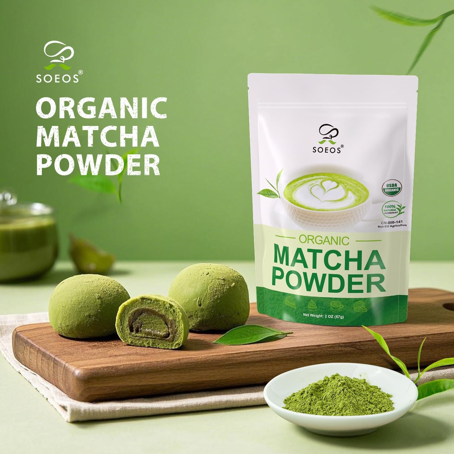 Organic Matcha Powder, Matcha Green Tea Powder, 2 oz 57g, AntioxidantRich Mat…