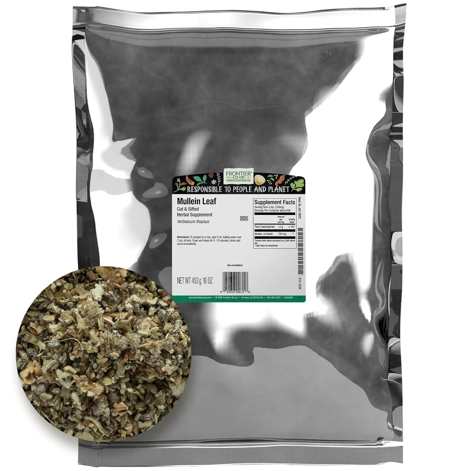 Frontier Co-op Mullein Leaf, 1lb Bulk Bag, Cut & Sifted, 16 Ounce (Pack of 1)