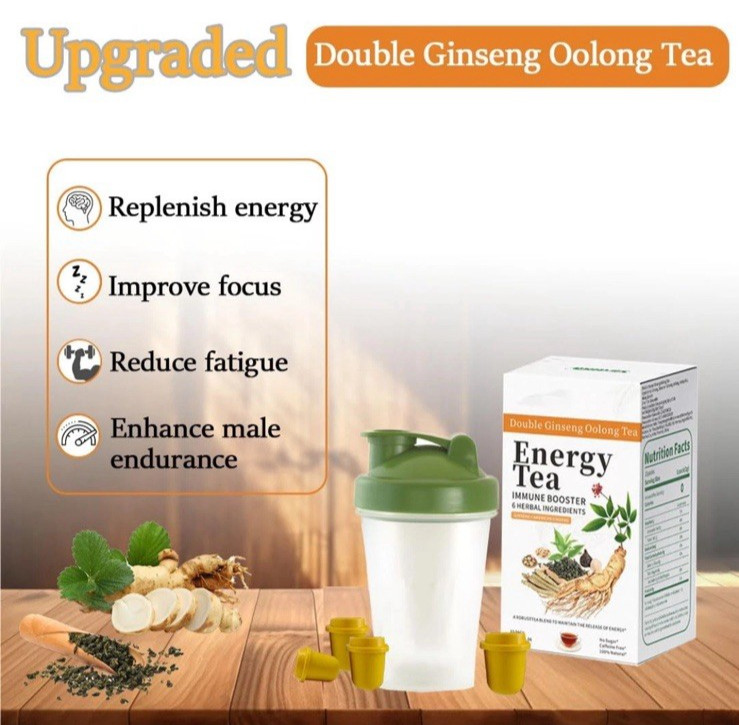 Energy Tea Immune Booster Ginseng Tea – Ginseng Oolong Tea with Sports Bottle
