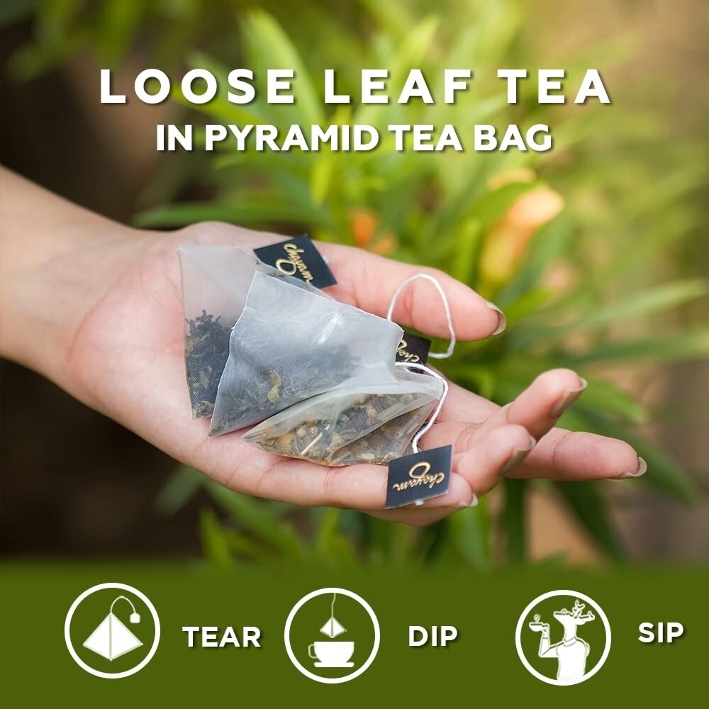 CHAYAM Chamomile Green Tea with Peppermint 20 Pyramid Bags – Pack of 1