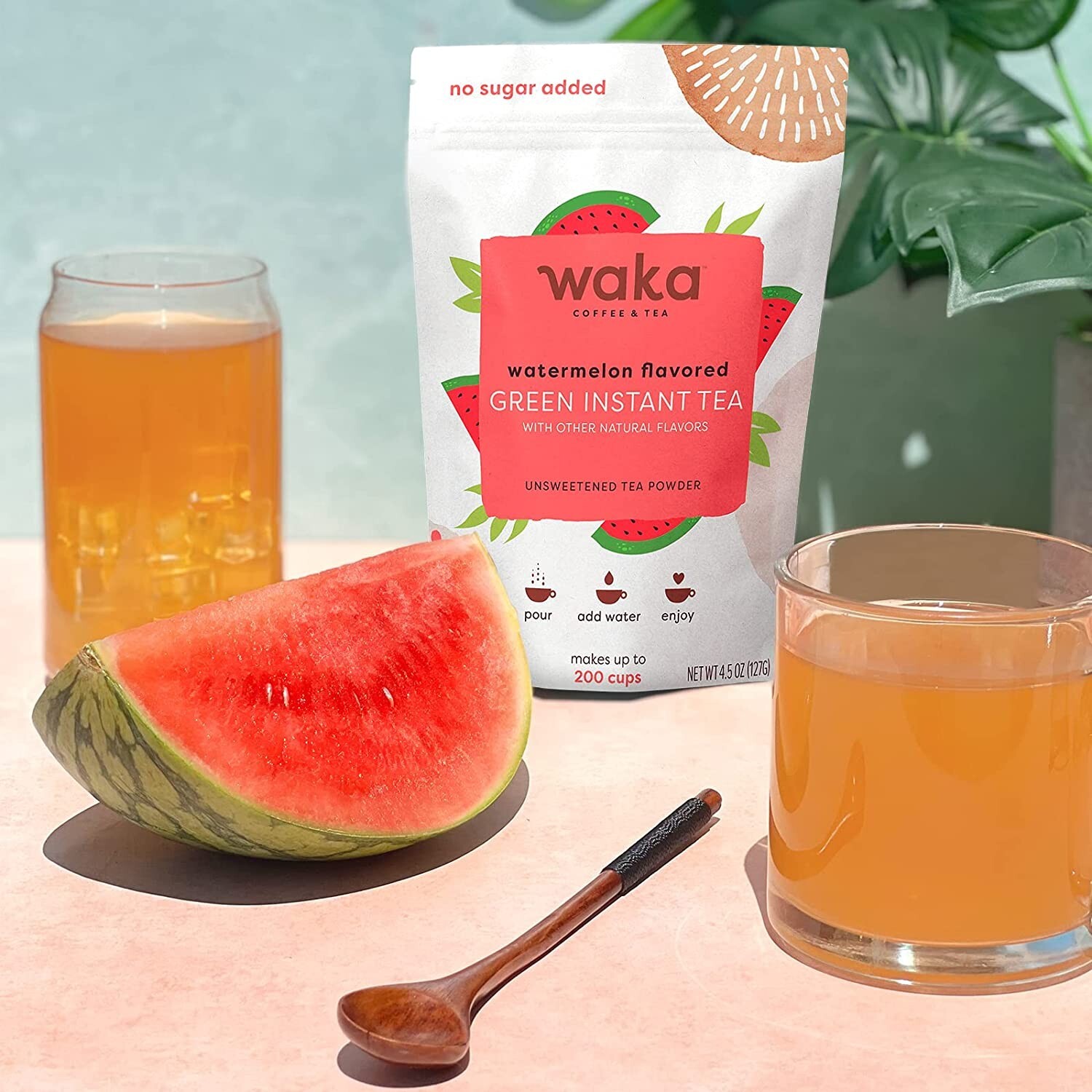 Waka Quality Instant Tea — No Sugar Added & Unsweetened Watermelon Flavored Gree