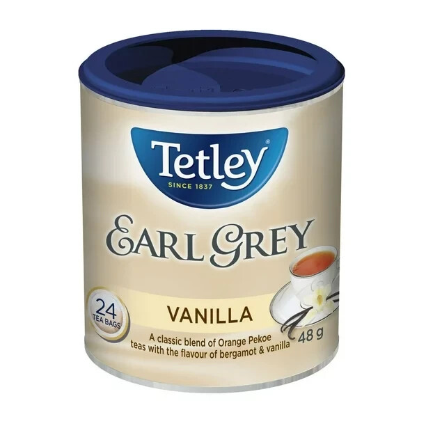 TETLEY TEA BAGS EARL GREY VANILLA 24 COUNT 48g – MADE IN CANADA SAFE – SECURE