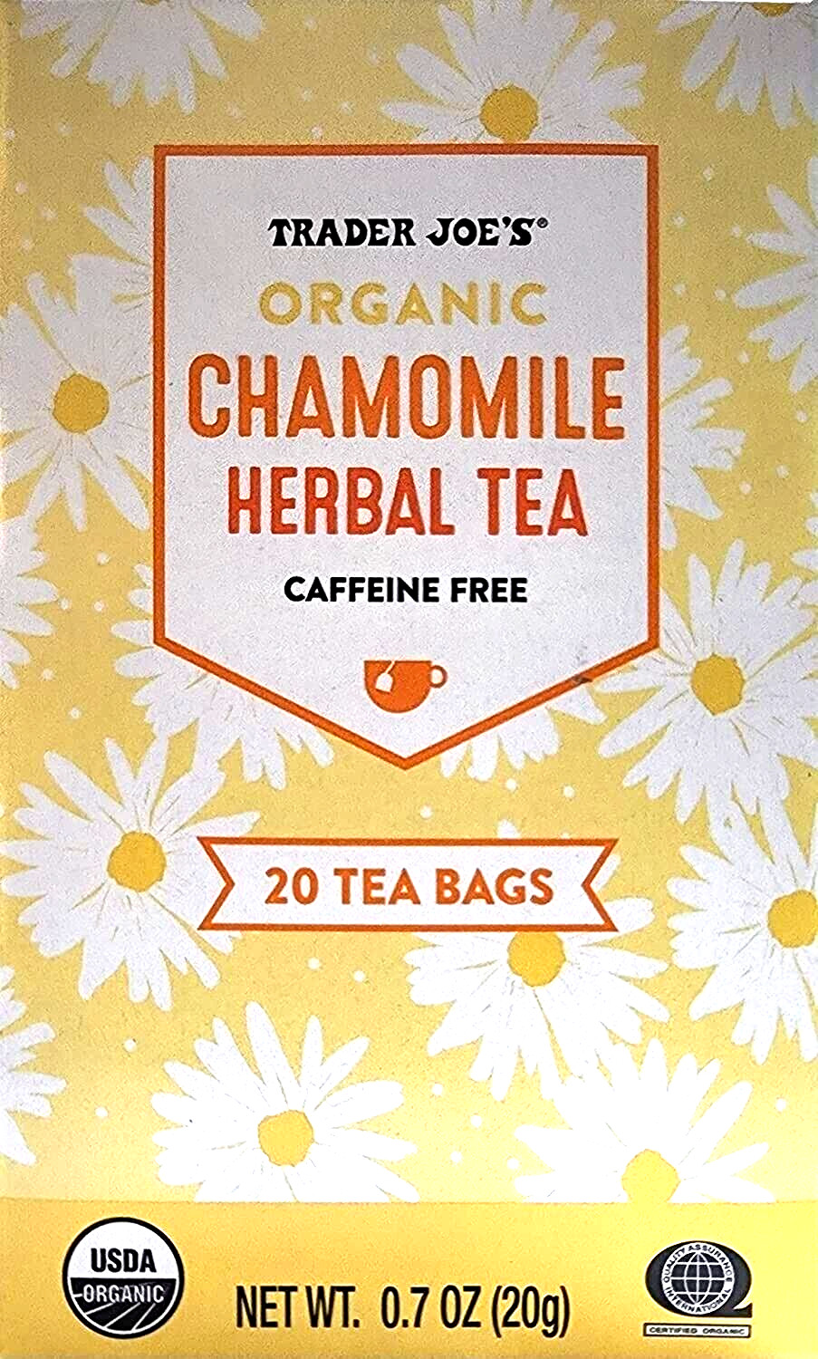 4 Packs Trader Joe’s Organic Chamomile Herbal Tea 20 Tea Bags Each, Total 80 ct
