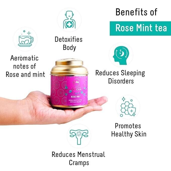 OH CHA Rose Tea with Mint 35gms Herbal Tea for Weight Loss.