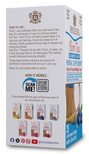 Hyleys Slim Tea Blueberry Flavor – Weight 25 Count (Pack of 1),