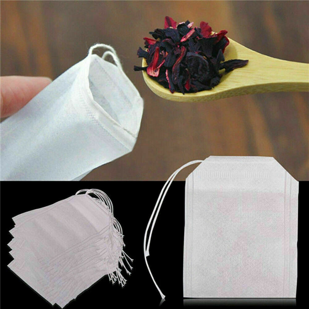 200Pcs Empty TEABAGS Non Woven String Heat Seal Filter Paper Herb Loose Tea Bags