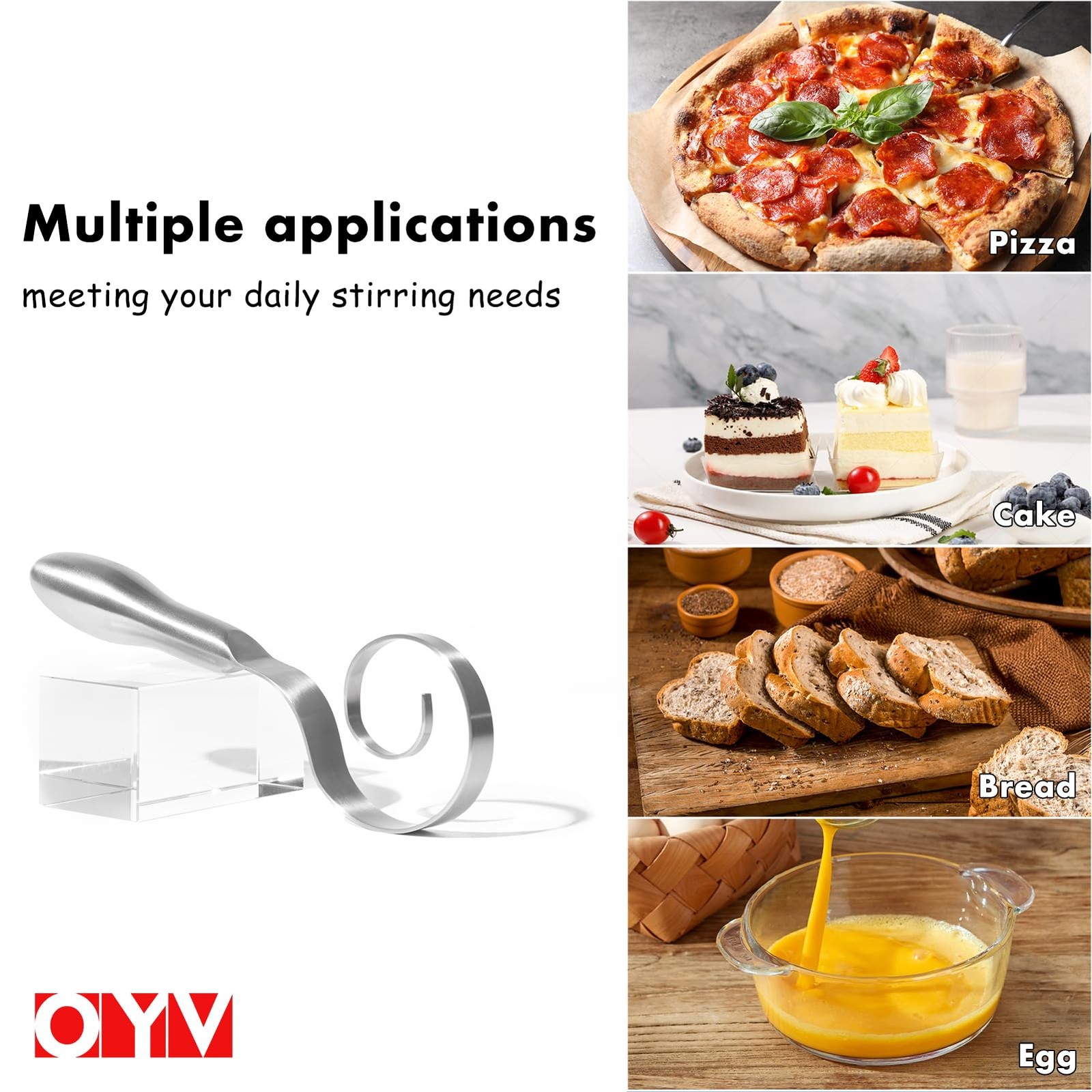 OYV Seamless Dough Whisk, 18/10 Stainless Steel 9-inch, Platinum Silver