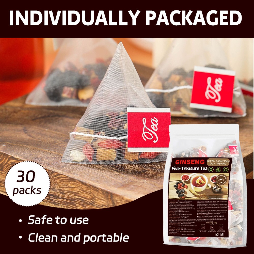 Ginseng Five Treasure Tea Boost Energy Stamina Physica Well Being 5g Per Pack