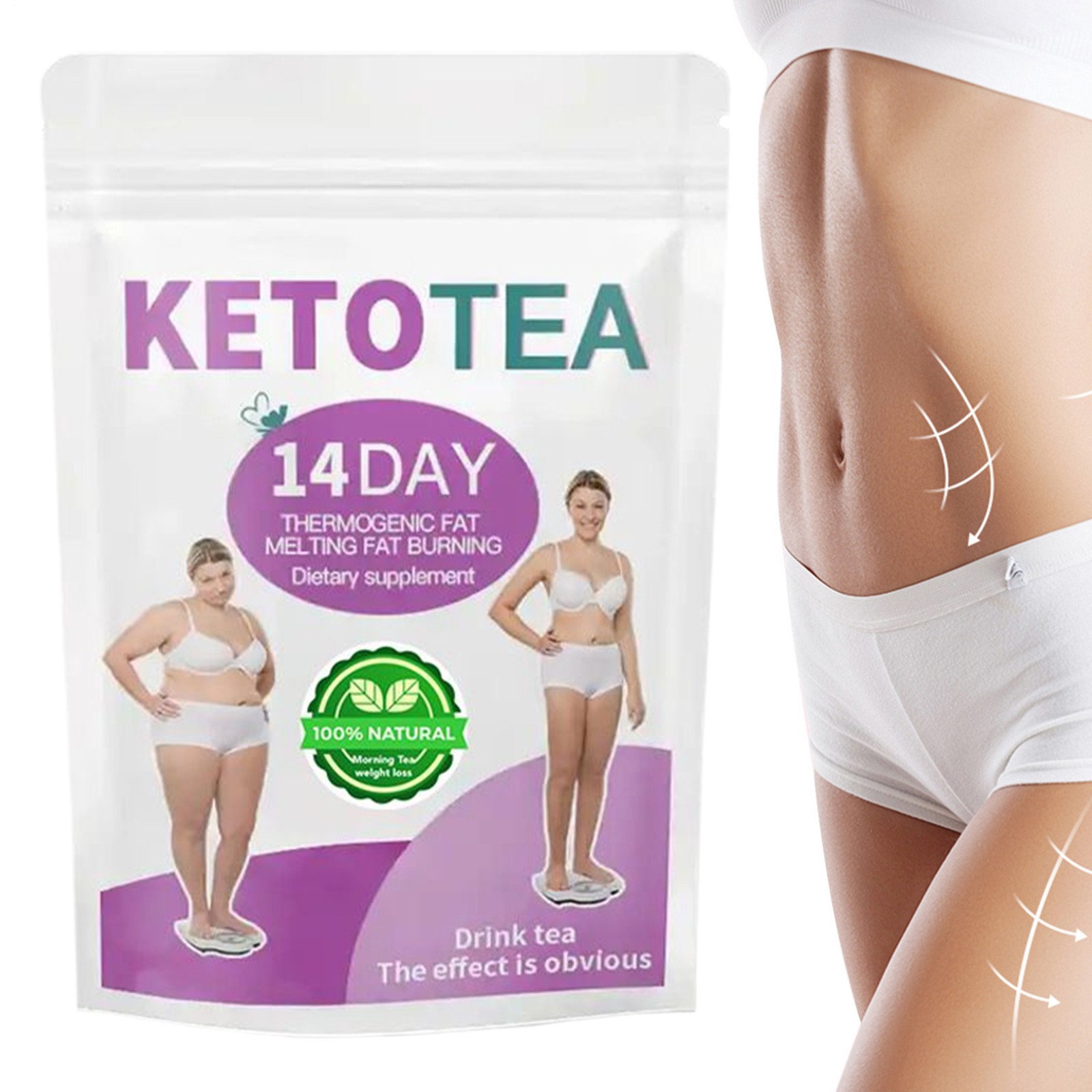 Organic Slim Green Tea Drink for Weight Loss Natural 14 Day Belly Cleansing Tea