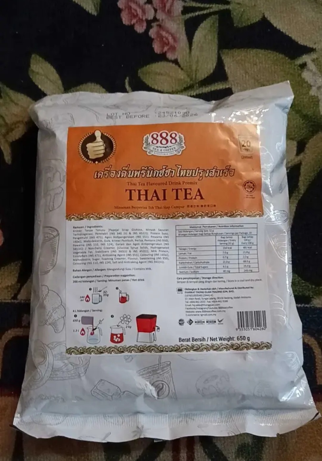 888 Thai Tea Premix Vanilla Planifolia 650GX2 | Authentic Thai Milk Tea Drink