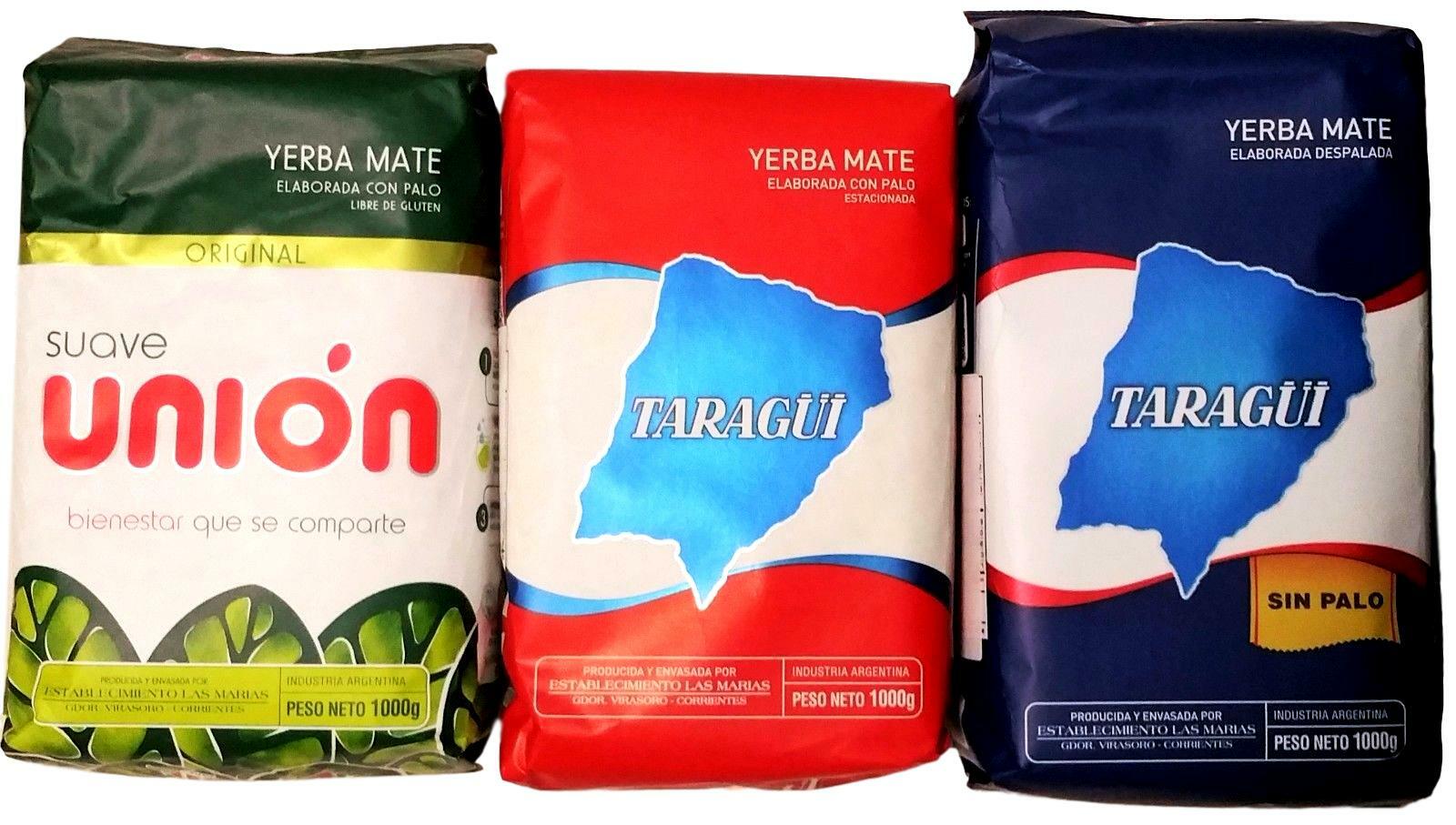 10 Pack***- Yerba Mate. Taragui con palo- Taragui sin palo- Union- L 2.2 Lbs**