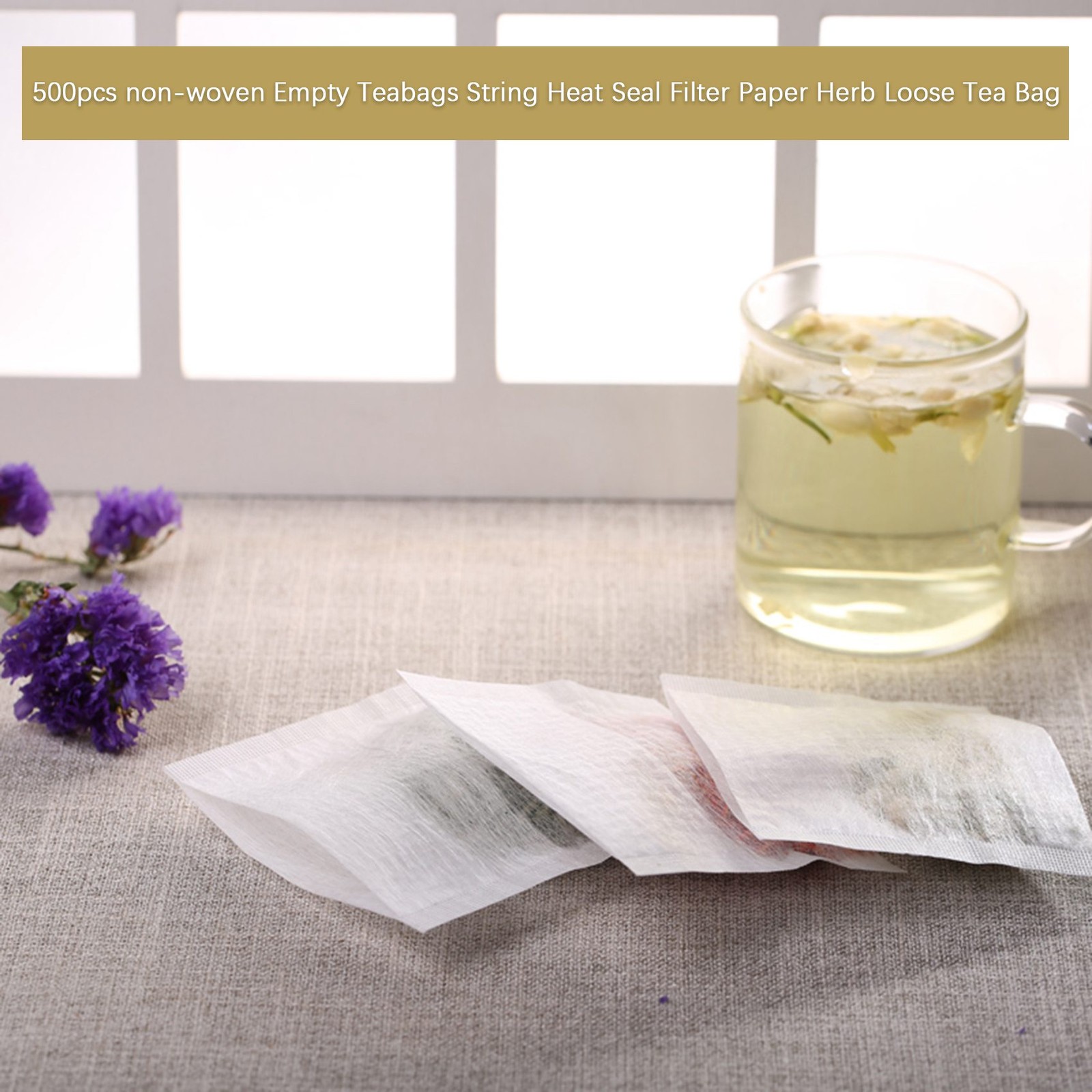 500pcs non-woven Empty Teabags String Heat Seal Loose Tea Bag J1U56918