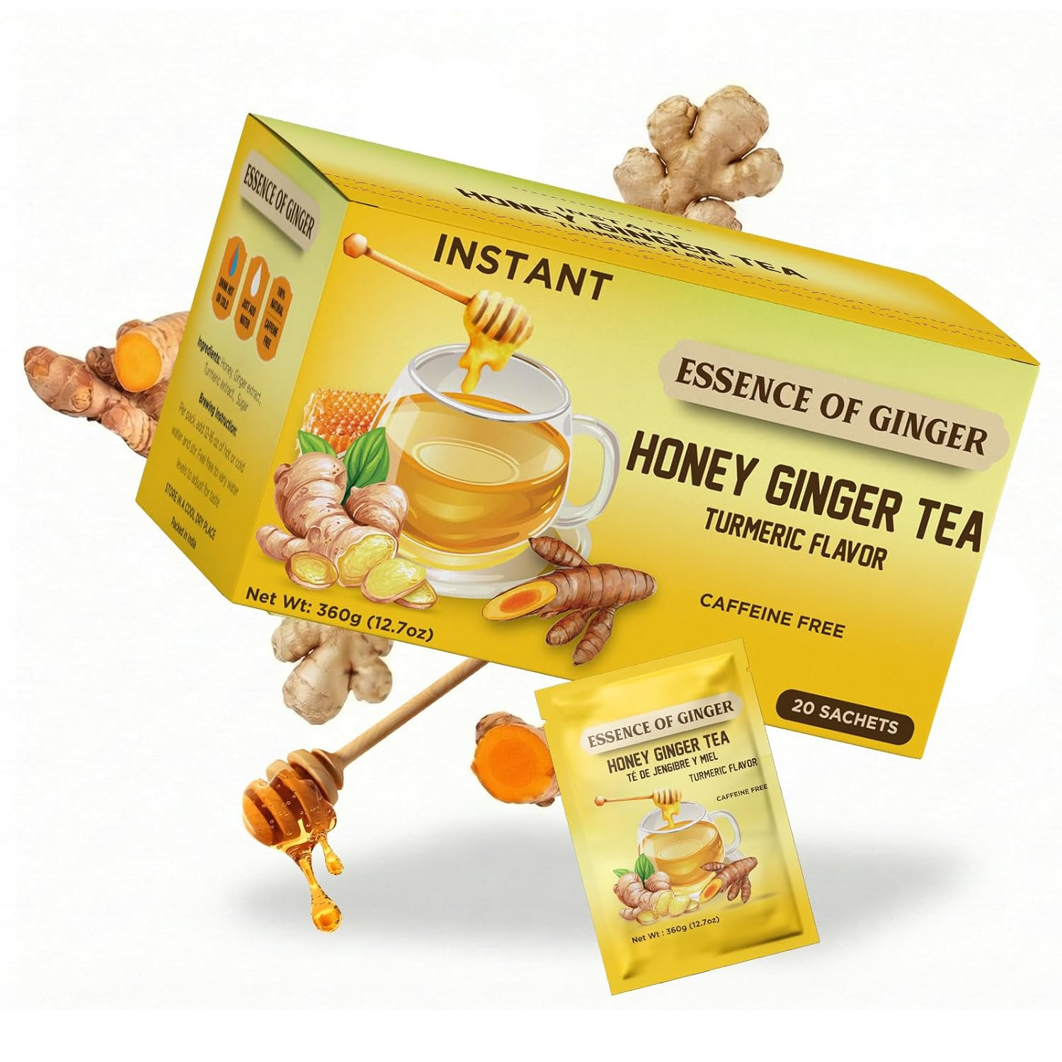 Essence of Ginger Honey Ginger Soursop Herbal Tea 20 Instant Tea Powder Packets