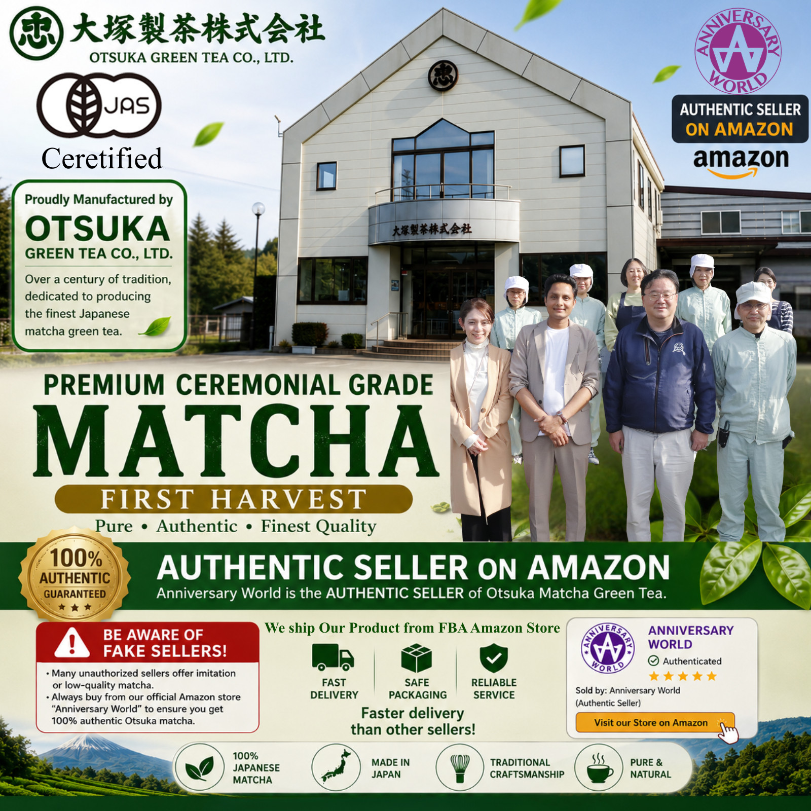 Otsuka Green Tea Organic Ceremonial Grade Matcha Powder-Imported Directly Japan