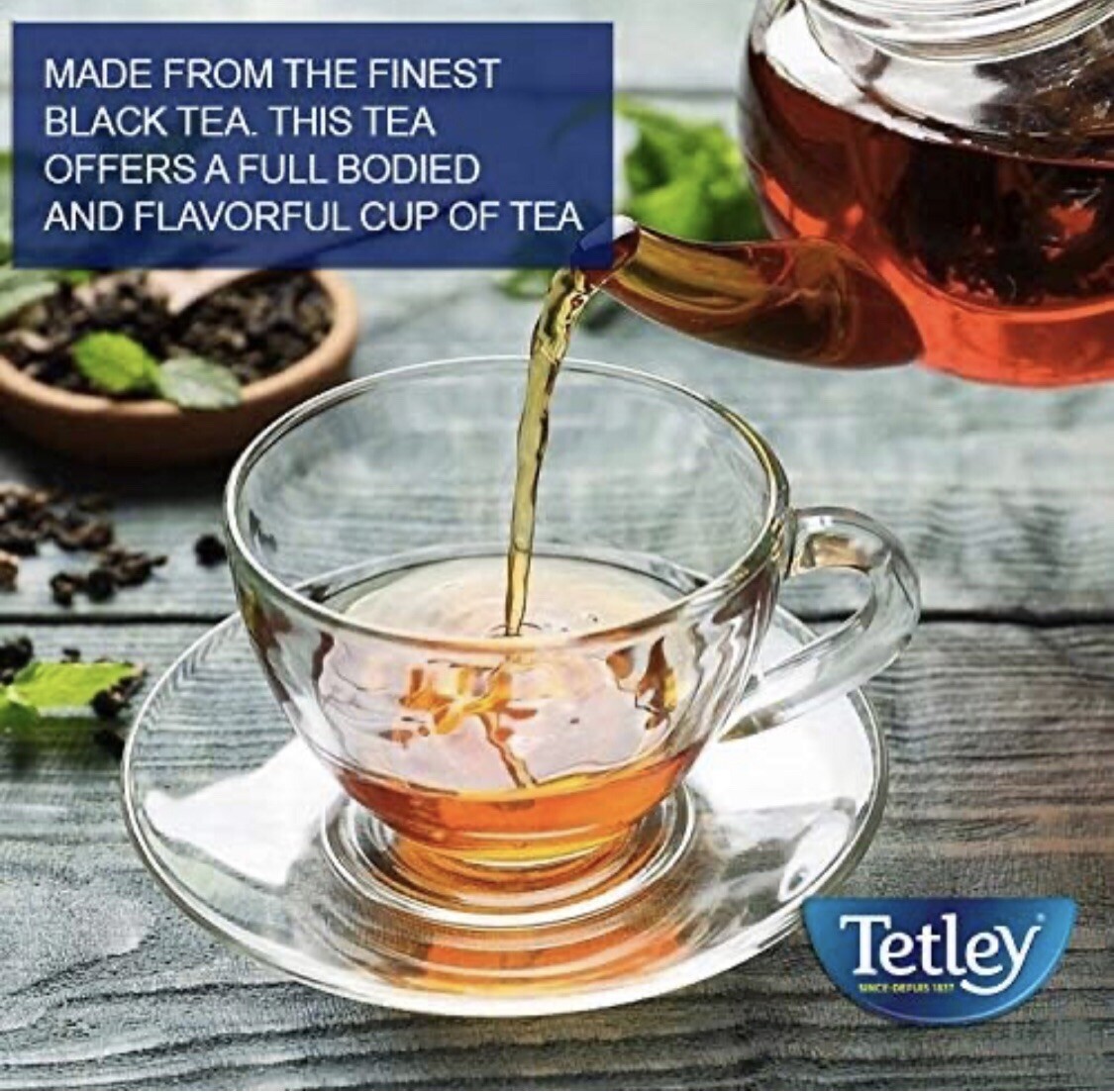 Tetley Decaf Decaffeinated Black Tea Classic Total 144 Bags HOT or COLD 2 BOX