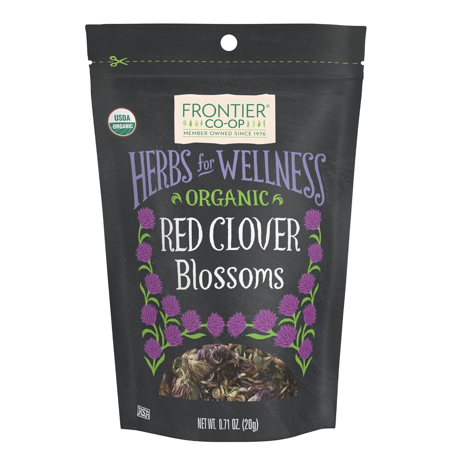 Frontier Co-Op Organic Whole Red Clover Blossoms, 0.71Oz – Fragrant, Natural and