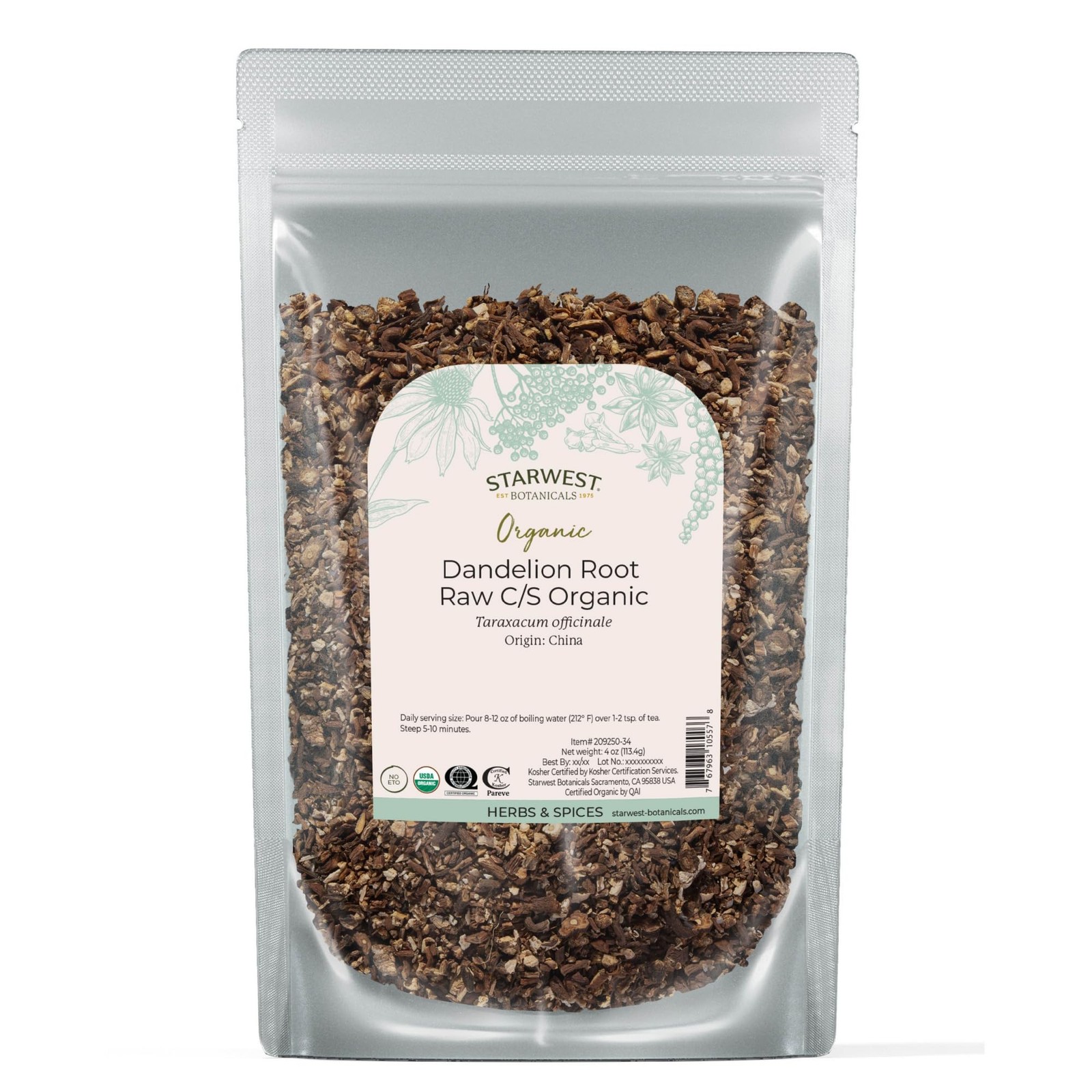 Starwest Botanicals Organic Raw Dandelion Root – Loose 4 Ounce (Pack of 1)