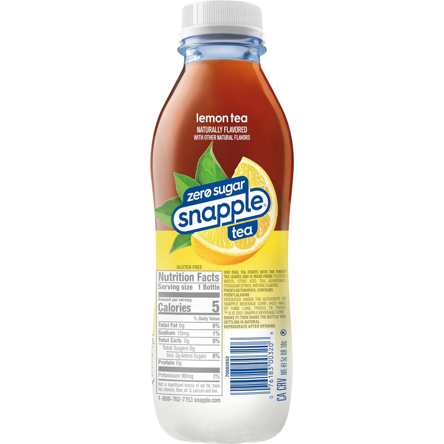 Snapple Zero Sugar Lemon Iced Tea, 16 Fl Oz, Pack of 12