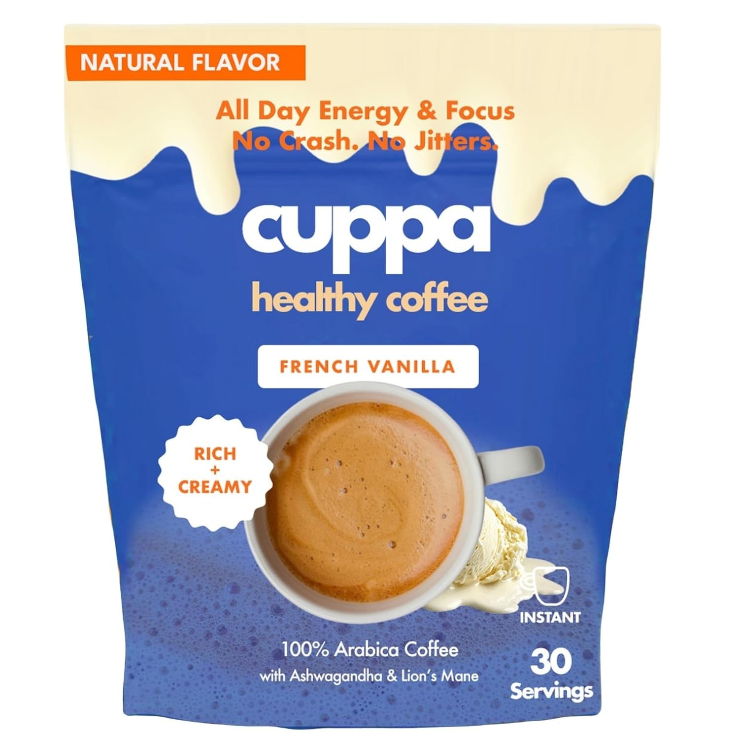 Cuppa French Vanilla Coffee – Great tasting medium roast (30 Servings)