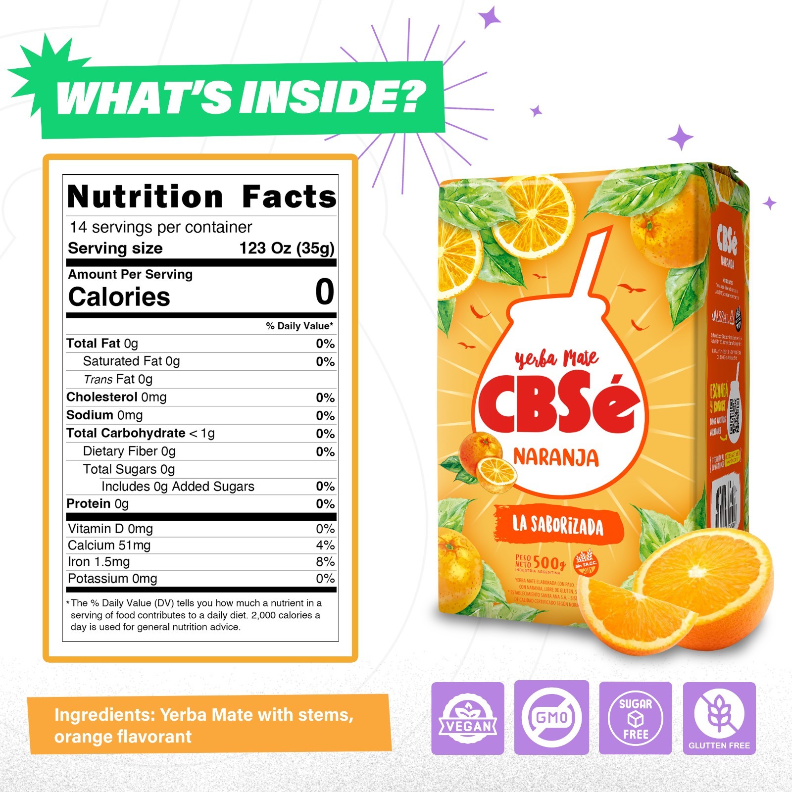 CBSé Yerba Mate Orange Flavor – Loose Leaf Yerba Mate Tea, 2 Pack (500 g Each)