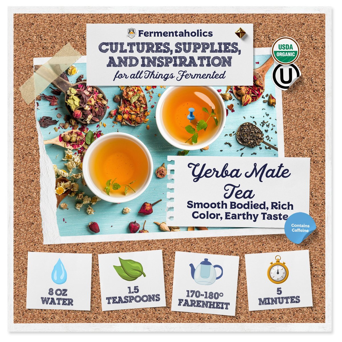 Fermentaholics USDA Certified Organic Loose Leaf Yerba Mate Tea