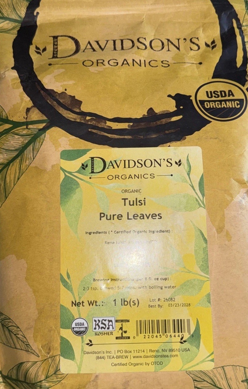 DAVIDSON’S* ORGANICS- ORGANIC Tulsi Pure Leaves Caffeine Free BB 3/23/28