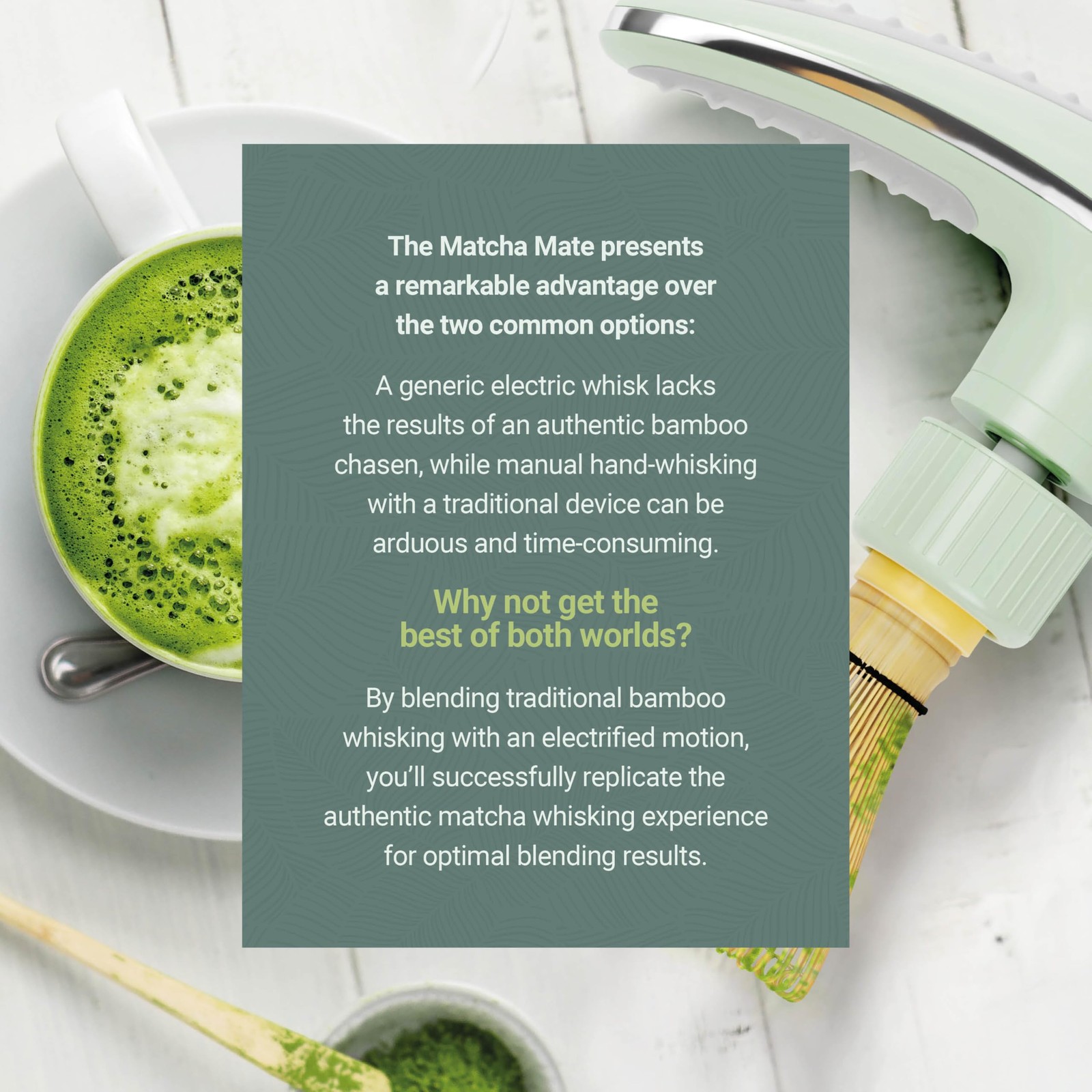 Matcha Mate Electric Powered Bamboo Whisk – Traditional Whisking with Electro…