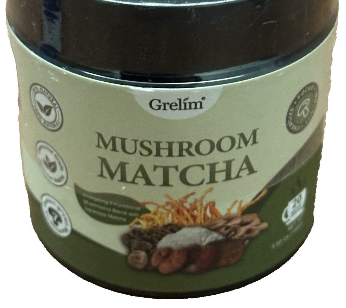 Grelim Mushroom Matcha Japanese Matcha 7 Mushroom Blend Powder 100g 20 Cups