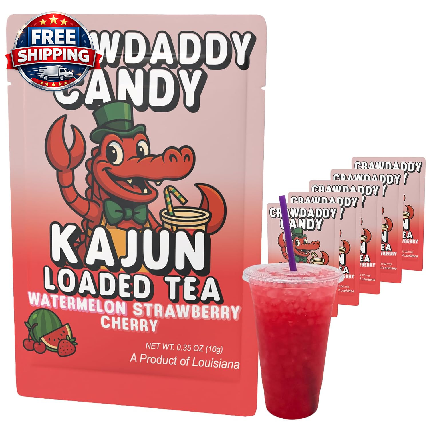 Packets – Crawdaddy Candy | Watermelon + Strawberry + Cherry Flavor | Sugar Free