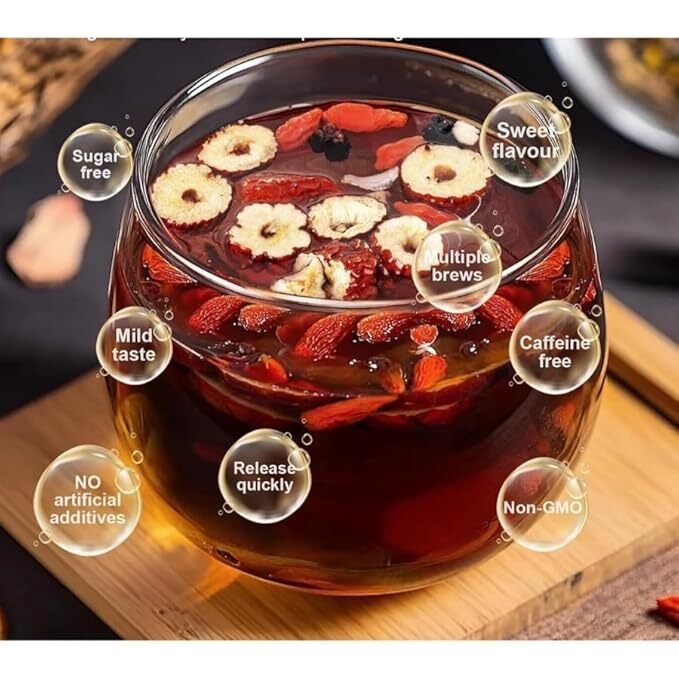 Natural Kidney Treasure Tea Ginseng Red Dates Wolfberry Mulberry Tea 30 Bags