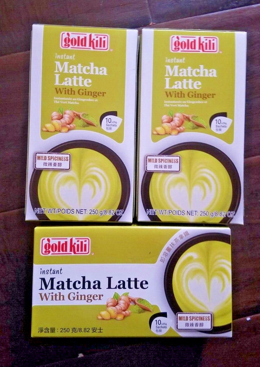 3 PACK GOLD KILI INSTANT MATCHA GREEN TEA GINGER LATTE (10 BAGS EACH)