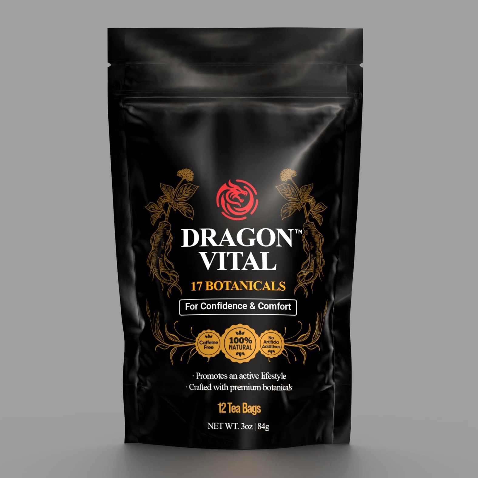Dragon Vital Herbal Tea with Ginseng & Maca – Natural Energy Support | Caffei…