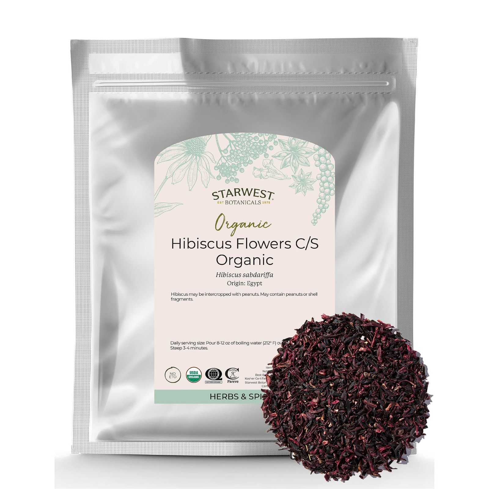 Organic Hibiscus Flowers – 16 Ounce (Pack of 1), No Color