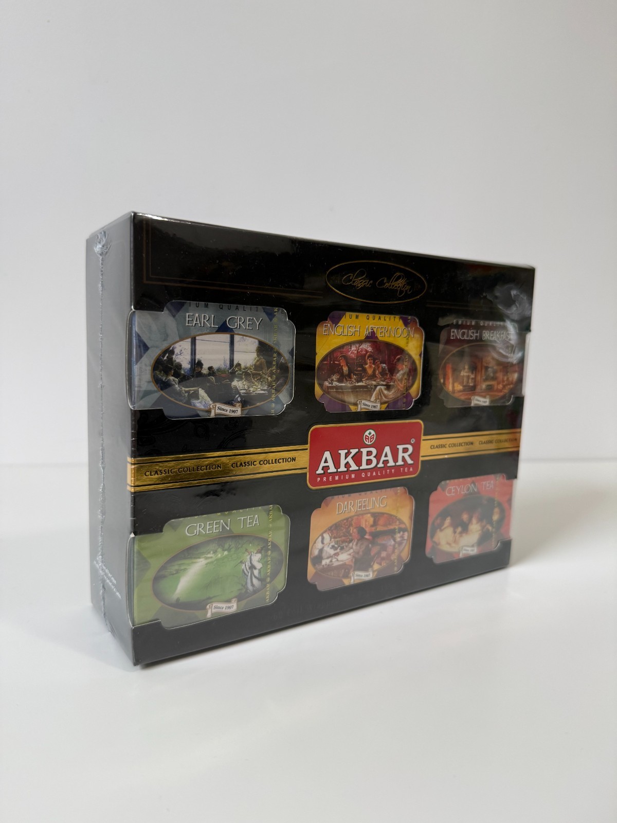 Akbar Classic Collection 60 Foil Tea Bags 115g – 5 Ceylon Tea Varieties Gift Box
