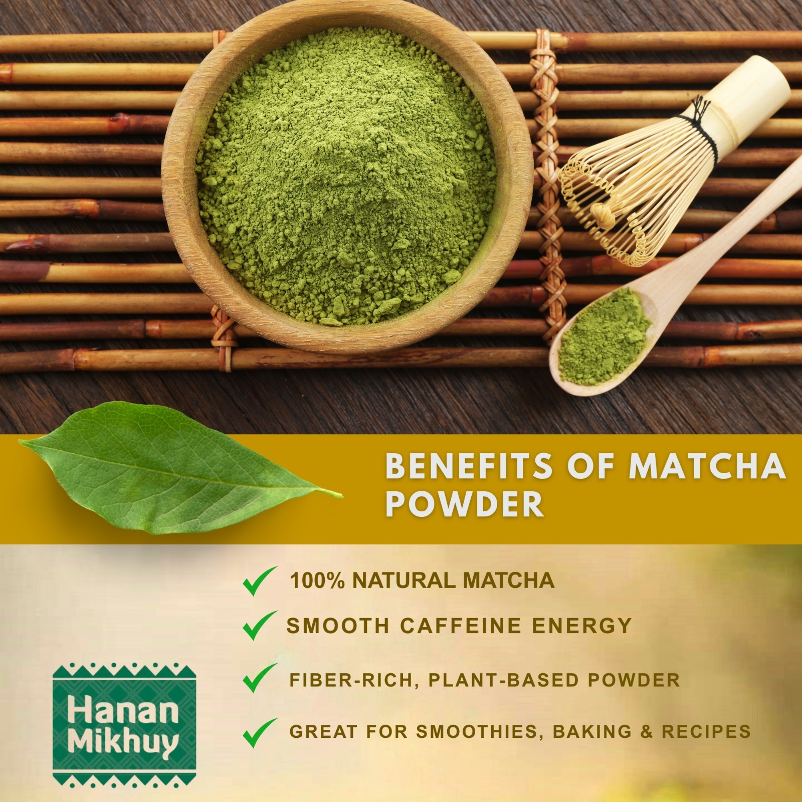 Matcha Green Tea (Té Verde) Powder (Molido) from Peru Andes 100% Natural