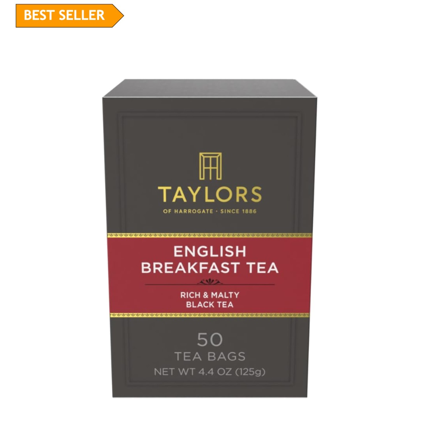 Classic English Breakfast Tea Bags – 50 Count, Rich, Caffeinated, Allergen-Free