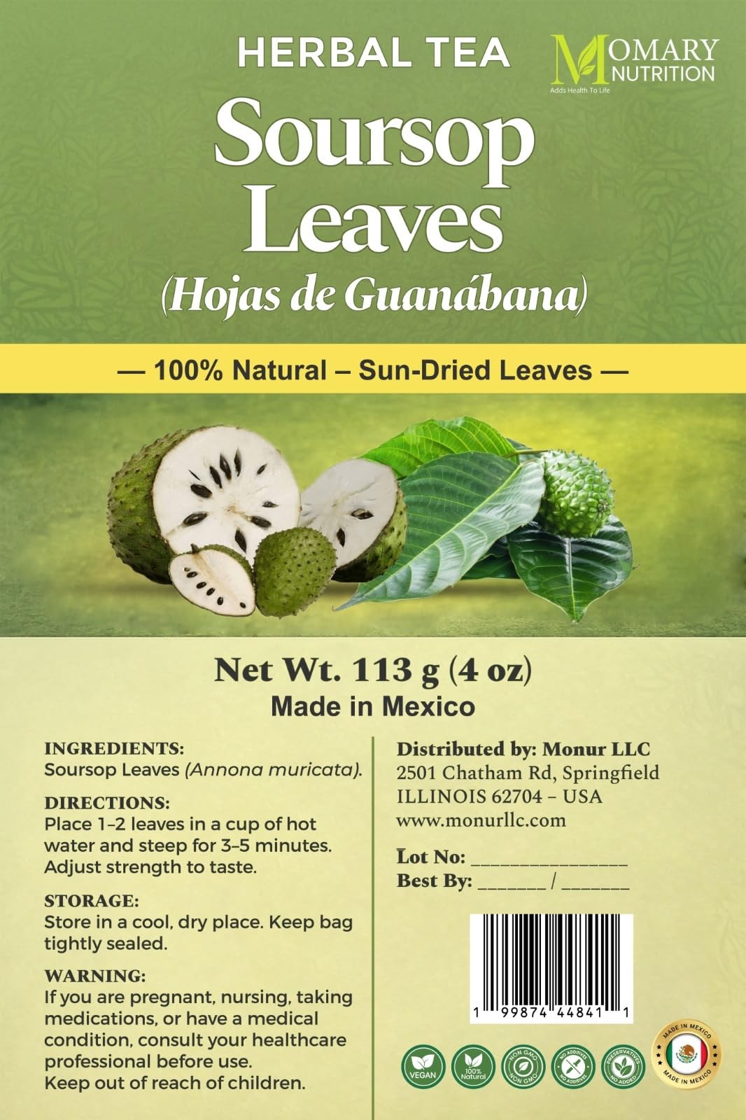Herbal Tea – Soursop Leaves – Hojas de Guanabana – Annona muricata | 100%…