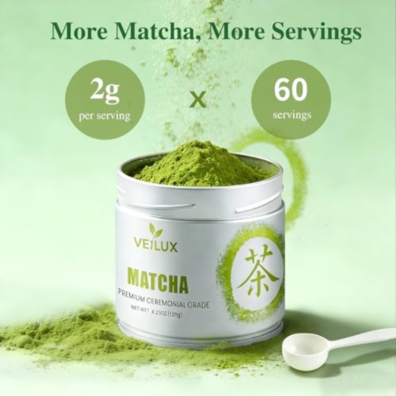 2 Pack Ceremonial Grade Matcha Green Tea Powder 100% Pure Unsweetened No Additiv