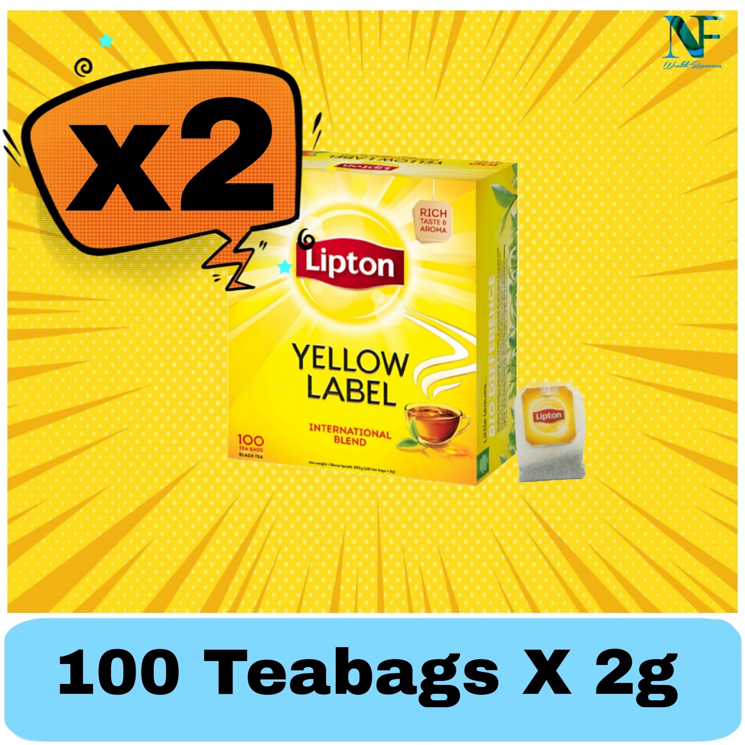 2x 100 x 2g Lipton Black Tea Blend Yellow Label Bags America’s Favorite Tea