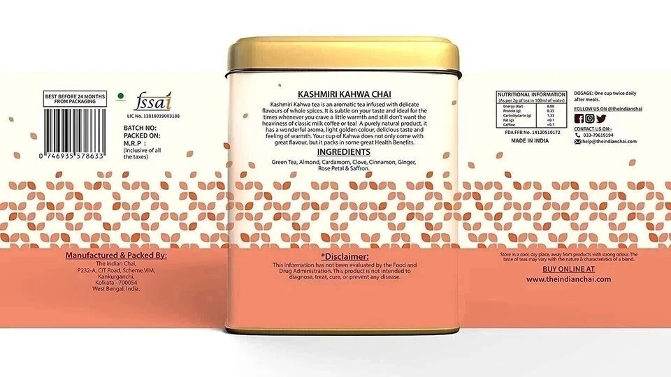 The Indian Chai – Kashmiri Kahwa Chai Tea 100g